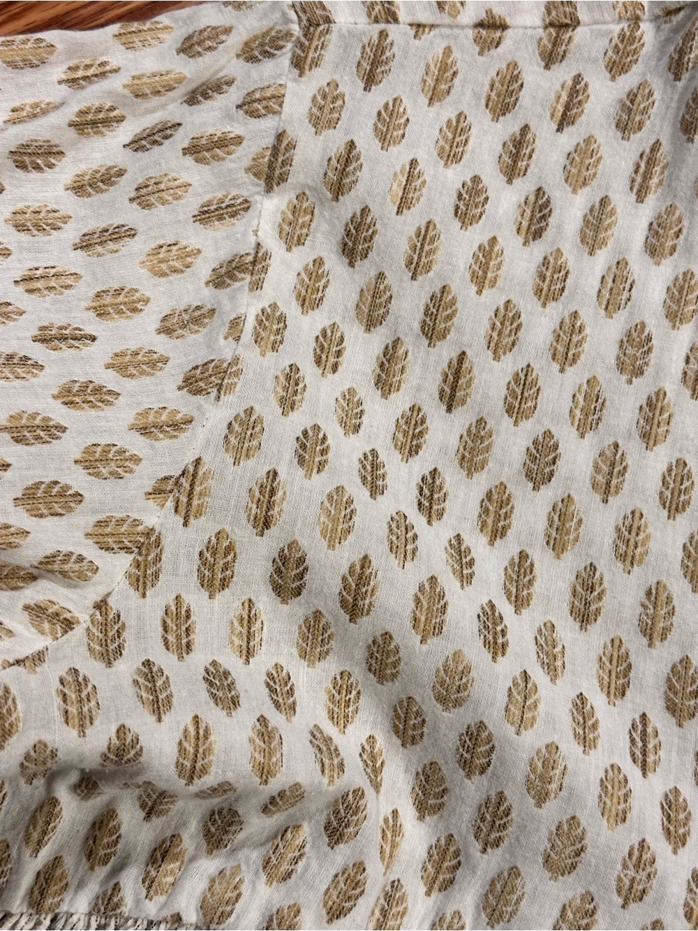 Roolee Cotton Cream with stripes and leaf Print Tiered Peasant Blouse size M - Picture 6 of 11